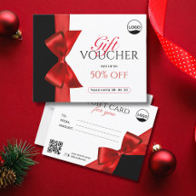 Elegante Voucher de Regalo de Bow Rojo