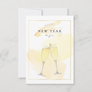 Elegante Watercolor Champagne Glasses New Year Pos