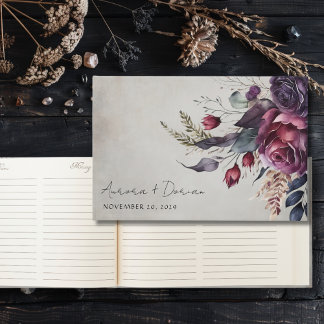 Elegante Watercolor Floral Boda Libro de invitados