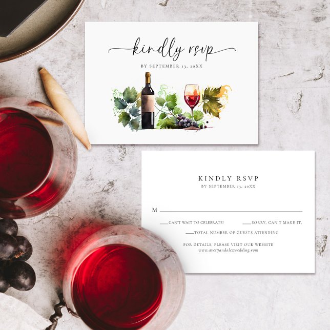 Elegante Watercolor Vineyard Wedding Tarjeta RSVP (Subido por el creador)