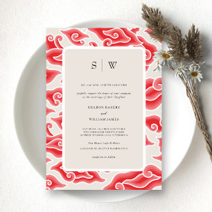 Elegante Waves Moradas Invitación a la Boda Monogr