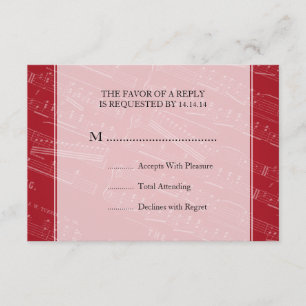 Elegante Wedding RSVP Hoja de música rojo