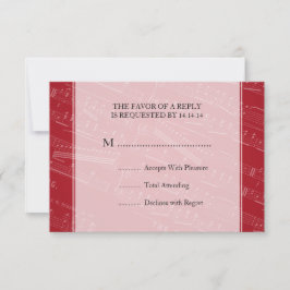 Elegante Wedding RSVP Hoja de música rojo