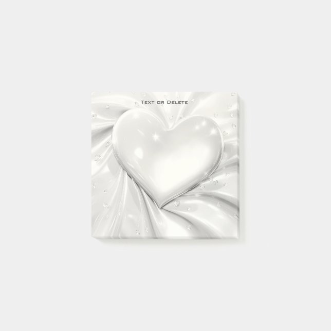 Elegante White Cream Heart Post que nota (Anverso)