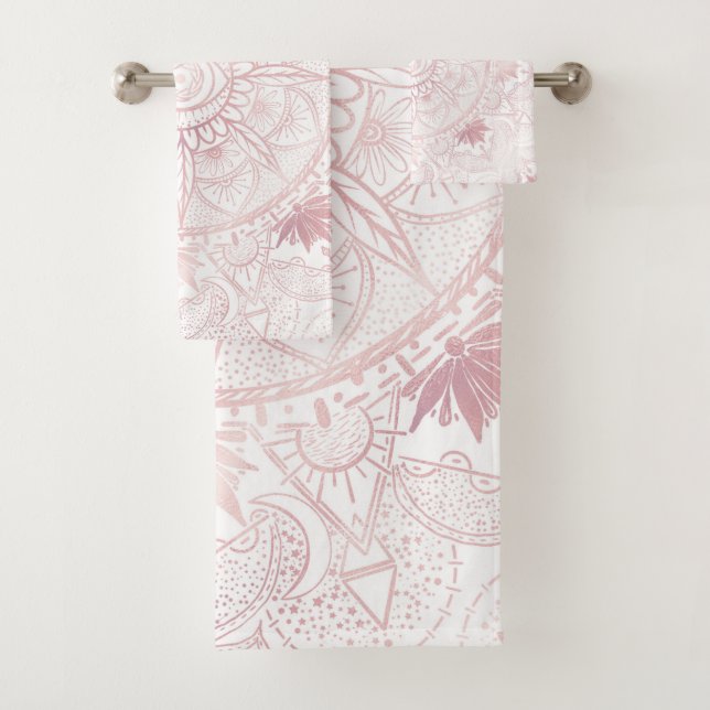 Elegante White Rose Gold Oye Sun Moon Mandala (In situ)