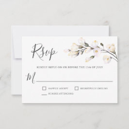 Elegante White Watercolor Floral Wedding RSVP