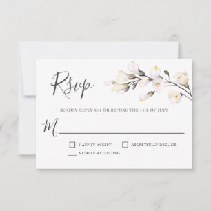 Elegante White Watercolor Floral Wedding RSVP