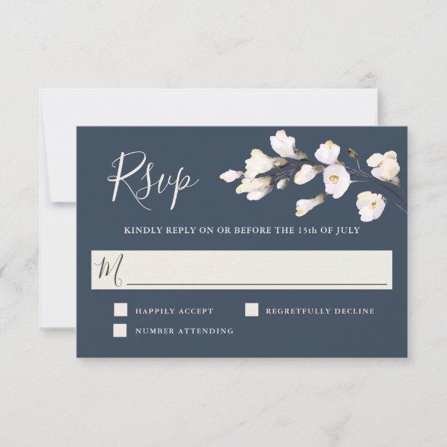 Elegante White Watercolor Floral Wedding RSVP (Anverso)