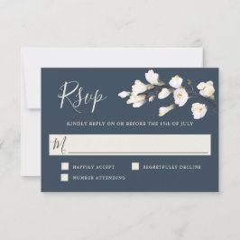 Elegante White Watercolor Floral Wedding RSVP