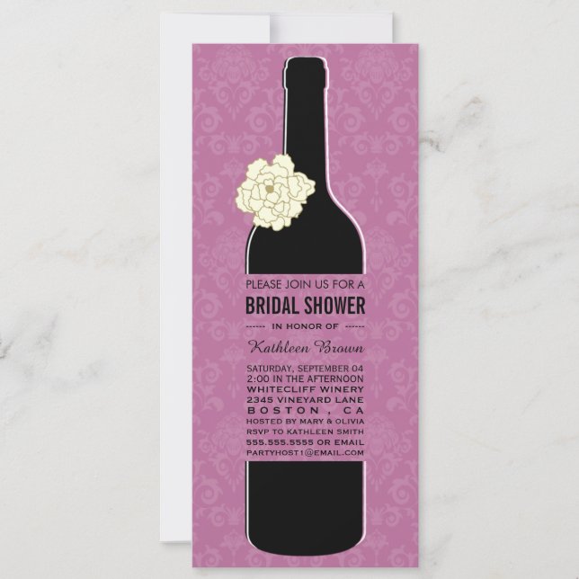 Elegante Wine Bridal Shower Invitaciones (Anverso)
