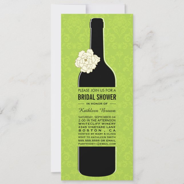 Elegante Wine Bridal Shower Invitaciones (Anverso)