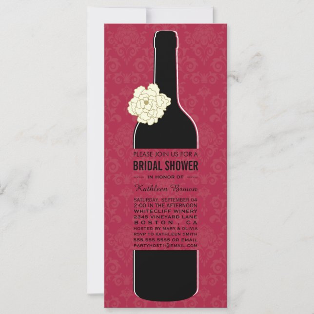 Elegante Wine Bridal Shower Invitaciones (Anverso)