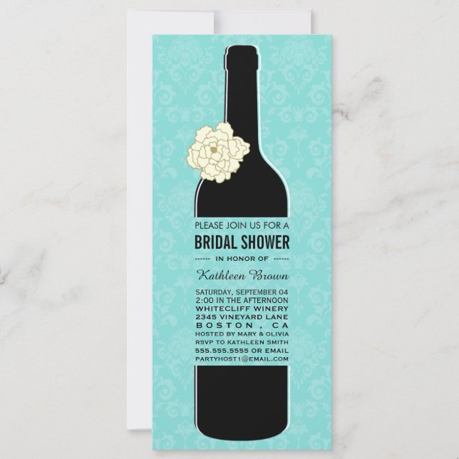 Elegante Wine Bridal Shower Invitaciones (Anverso)