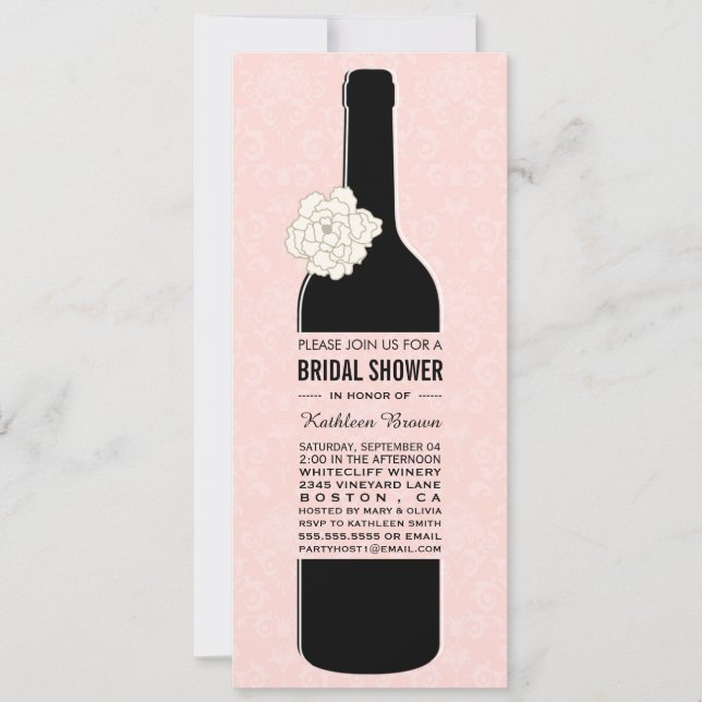 Elegante Wine Bridal Shower Invitaciones (Anverso)