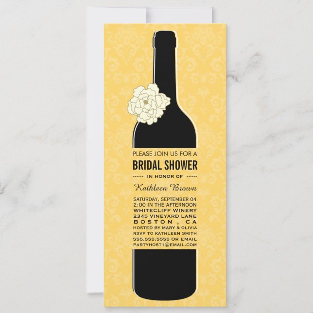 Elegante Wine Bridal Shower Invitaciones (Anverso)