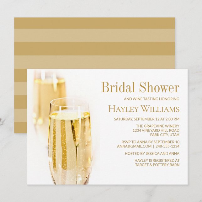 Elegante Wine Tasting Bridal Shower Invitación (Anverso / Reverso)