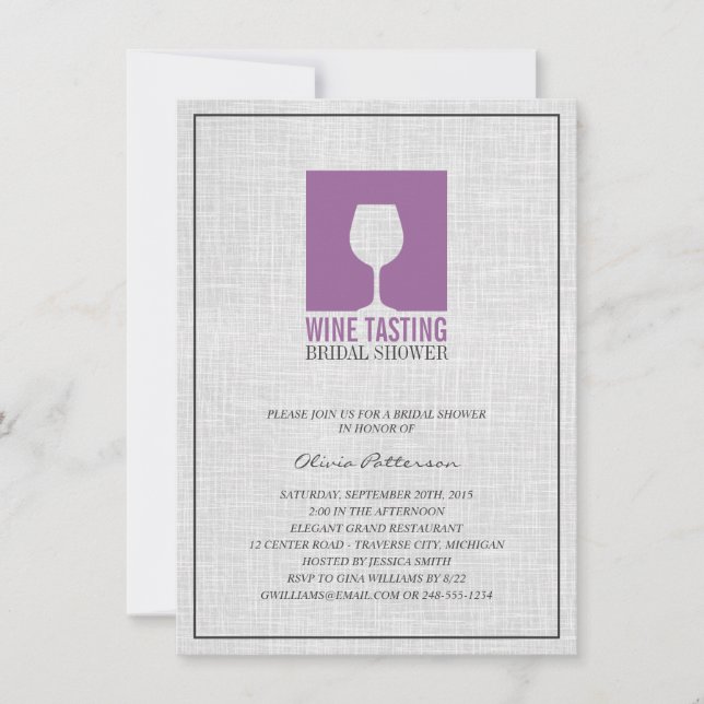 Elegante Wine Tasting Bridal Shower Invitaciones (Anverso)