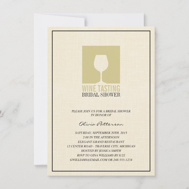 Elegante Wine Tasting Bridal Shower Invitaciones (Anverso)