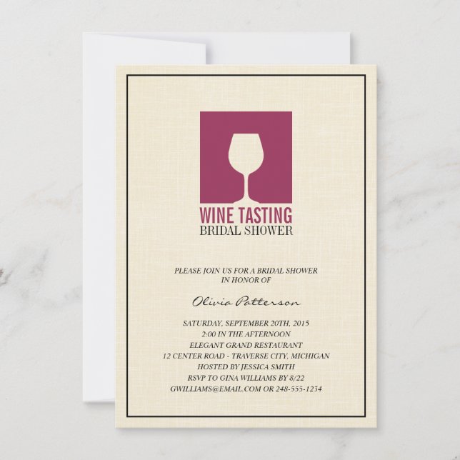 Elegante Wine Tasting Bridal Shower Invitaciones (Anverso)