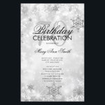 Elegante Winter 70th Birthday Program Silver Menu<br><div class="desc">Elegante diseño "Programa de fiesta de cumpleaños" con copos de nieve Purpurina de invierno y luces en texto plateado con personalizado.</div>