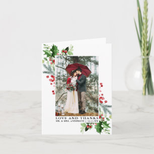 Elegante Winter Greenery Love Gracias Nota Boda
