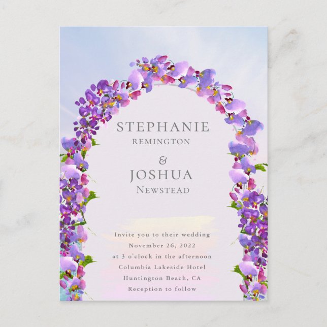 Elegante Wisteria Invitación a la boda acuarela (Anverso)