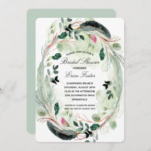 Elegante Wreath Bridal Ducha Invitaciones