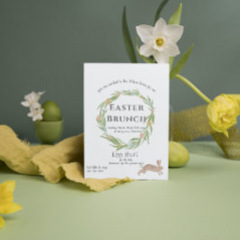 Elegante Wreath Bunny Easter Brunch Invitación
