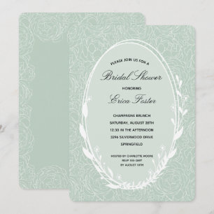 Elegante Wreath Floral Bridal Shower Invitaciones