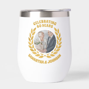 Elegante Wreath Oro Foto 60º Aniversario Boda