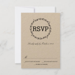 Elegante Wreath Rustic Kraft Wedding RSVP