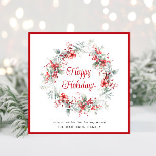 Elegante Wreath Watercolor Felices Fiestas Navidad