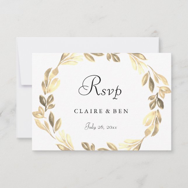 Elegante Wreath Wedding RSVP (Anverso)