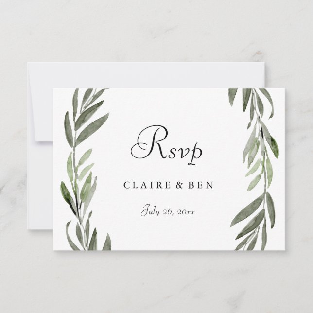 Elegante Wreath Wedding RSVP (Anverso)