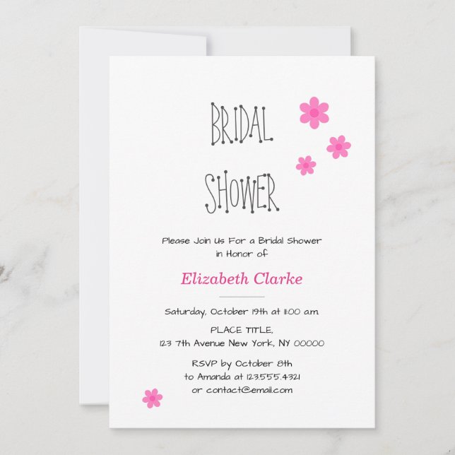 Elegante Y Alegre Invitación A La Ducha Bridal (Anverso)