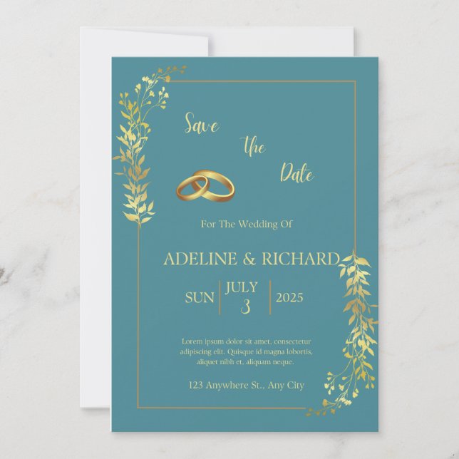 Elegante y atractiva invitación a la boda (Anverso)