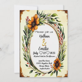 Elegante y bello naranja rústico Invitación