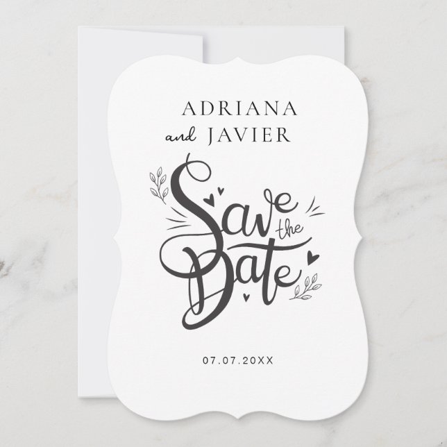Elegante y blanca invitación a la boda Minimalista (Anverso)
