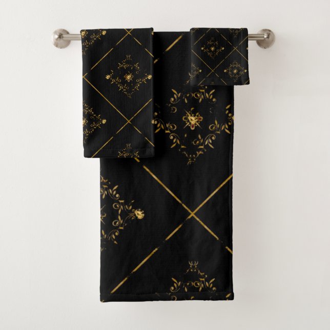 ELEGANTE Y BONITO, TOALLAS DE BAÑO DE ORO NEGRO (In situ)