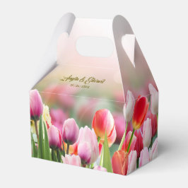 Elegante y colorida caja de favores de boda Tulip