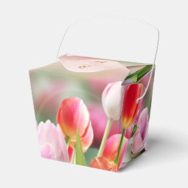 Elegante y colorida caja de favores de boda Tulip