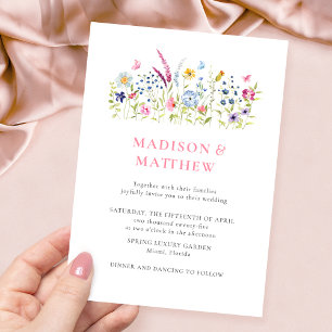 Elegante y colorida invitación a la boda de flores