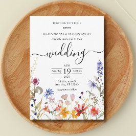 Elegante y colorida invitación a la boda de flores