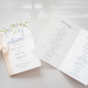 Elegante y colorido programa de matrimonio plegado