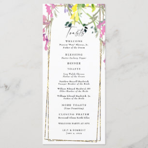 Elegante y colorido programa de tostadas de Bodas 