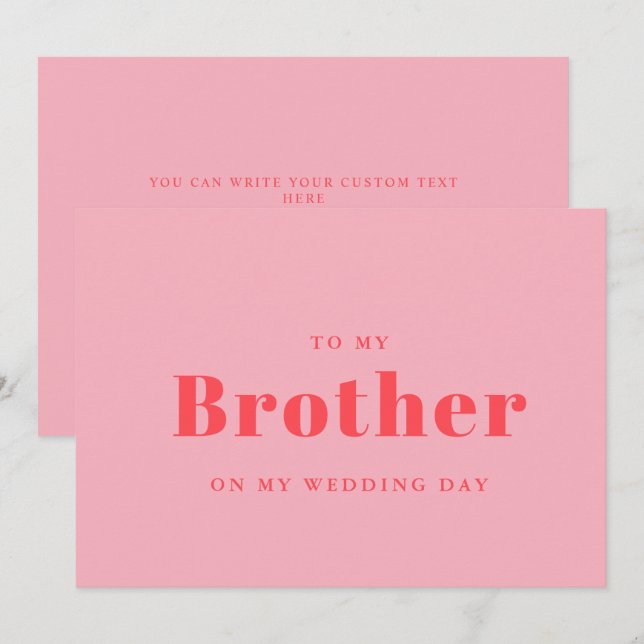 Elegante y de moda para mi hermano en el día de mi (Anverso / Reverso)