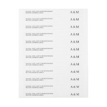 Elegante y delgada dirección de retorno de boda pe