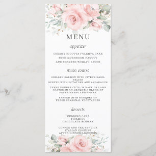 Elegante y Delicado Menú Rubor Boda Floral Rosa