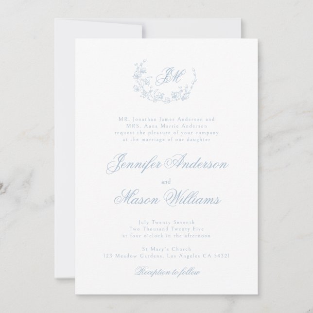Elegante y deslumbrante invitación a la boda (Anverso)
