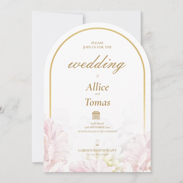 Elegante y editable invitación a la boda del arco  (Anverso)